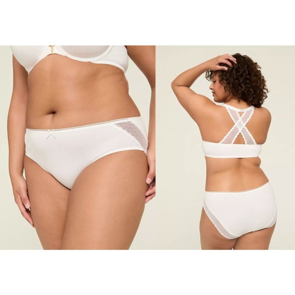 Lane Bryant Cacique Cotton Hipster Lace Back Panty 26/28
